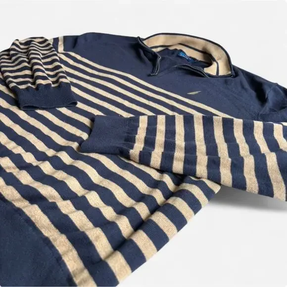 Nautica Navtech Striped Quarter-Zip Sweater XXL - Picture 3 of 7